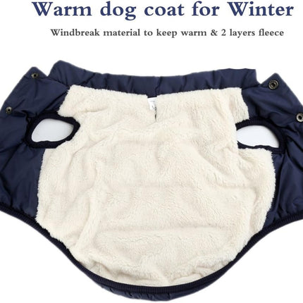 Winter Dog Coat Marine Blue Size L - Warm Pet Clothing for Cold Weather.