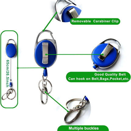 7 Pack Telescopic Keychain ID Lanyard Holder for Keys and ID Cards.