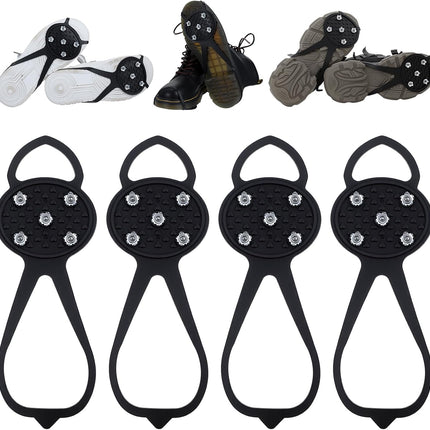 Anti-Slip Spikes Crampons with 5 Steel Teeth 2 Pairs for Traction on Ice and Snow.