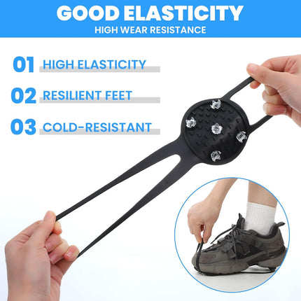 Anti-Slip Spikes Crampons with 5 Steel Teeth 2 Pairs for Traction on Ice and Snow.