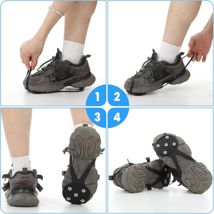 Anti-Slip Spikes Crampons with 5 Steel Teeth 2 Pairs for Traction on Ice and Snow.