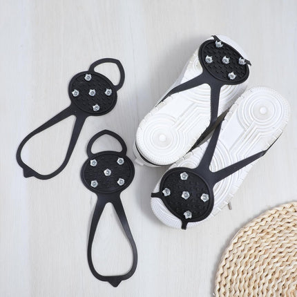 Anti-Slip Spikes Crampons with 5 Steel Teeth 2 Pairs for Traction on Ice and Snow.
