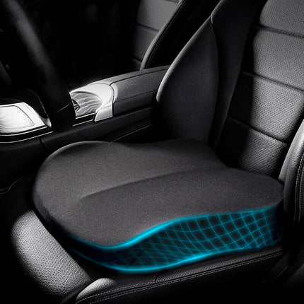 Memory Foam Car Seat Cushion 42x42x10cm Black - Comfortable Supportive Auto Seat Pillow for Enhanced Driving Experience.