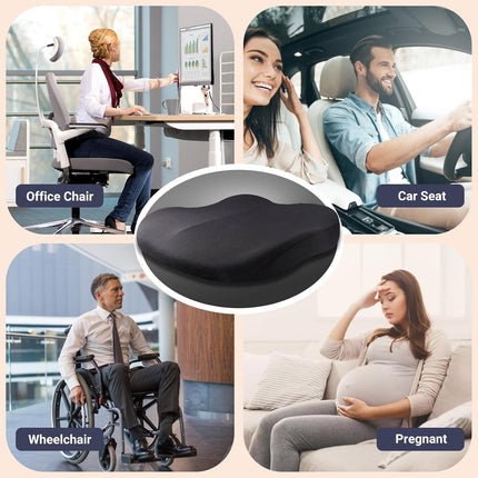 Memory Foam Car Seat Cushion 42x42x10cm Pink - Comfortable Support for Auto Seats.