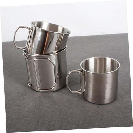 3-Piece Stainless Steel Cup Set Portable Stackable Metal Drinking Cups for Camping Hiking Picnic Outdoor Use Water Juice.