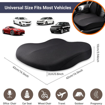 Car Seat Cushion Memory Foam 42x42x10cm Blue Comfort Support Pad for Vehicle Seats.