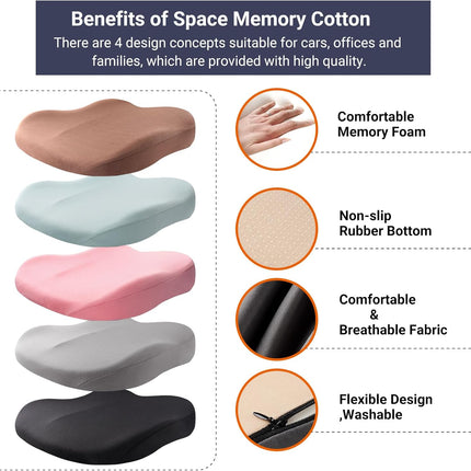 Memory Foam Car Seat Cushion 42x42x10cm Grey - Comfortable Support for Car Seats.