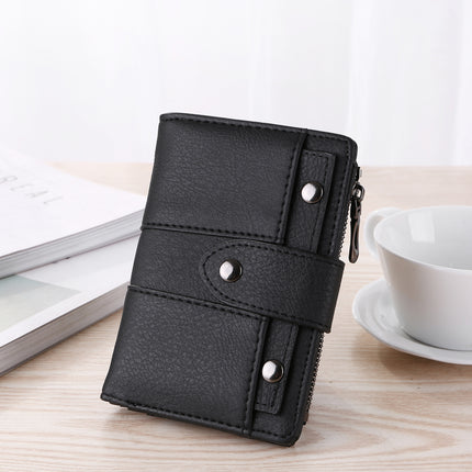 Women's Faux Leather Wallet Clutch Purse Black One Piece.