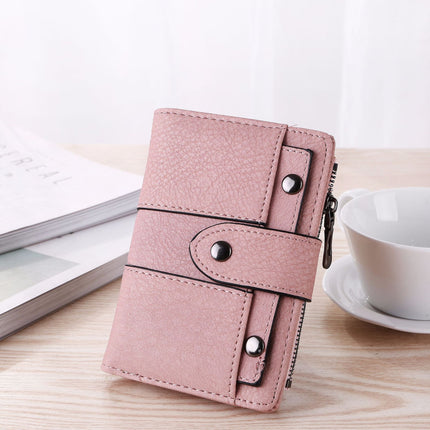Women's Faux Leather Wallet Pink Coin Purse Card Holder.