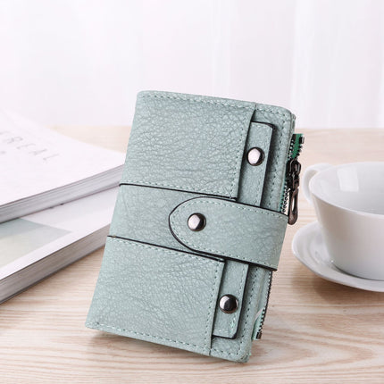 Women's Light Green Faux Leather Wallet with Card Holder - 1 Piece.
