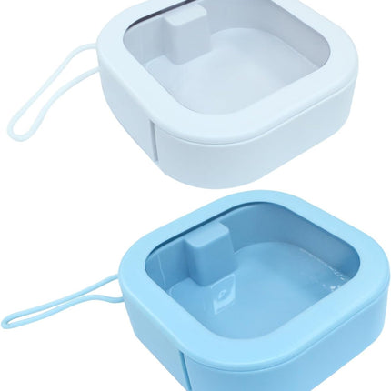 2 Piece Set Portable Blue and White Storage Boxes Stackable Travel Organizers for Small Hair Clips Jewelry Trimmer Accessories.