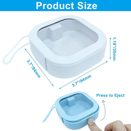 2 Piece Set Portable Blue and White Storage Boxes Stackable Travel Organizers for Small Hair Clips Jewelry Trimmer Accessories.