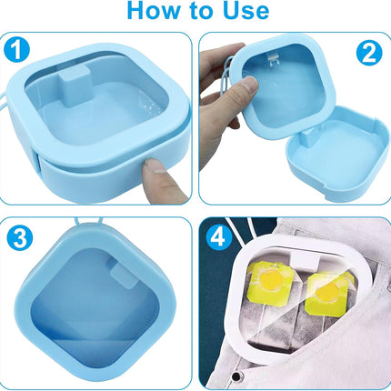 2 Piece Set Portable Blue and White Storage Boxes Stackable Travel Organizers for Small Hair Clips Jewelry Trimmer Accessories.