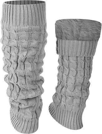 Women's Light Grey Leg Warmers 2 Pairs Warm Soft Comfortable Winter Accessory.