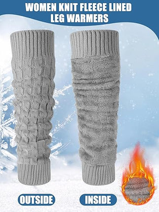 Women's Light Grey Leg Warmers 2 Pairs Warm Soft Comfortable Winter Accessory.