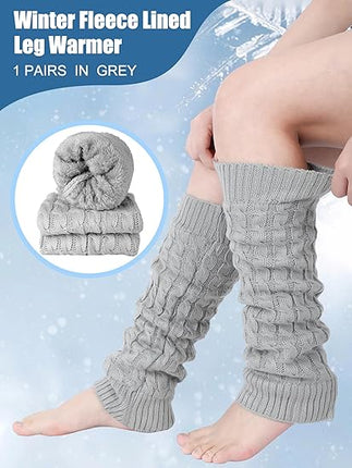 Women's Light Grey Leg Warmers 2 Pairs Warm Soft Comfortable Winter Accessory.