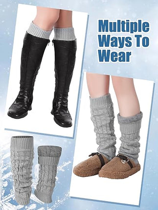 Women's Light Grey Leg Warmers 2 Pairs Warm Soft Comfortable Winter Accessory.