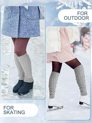 Women's Light Grey Leg Warmers 2 Pairs Warm Soft Comfortable Winter Accessory.