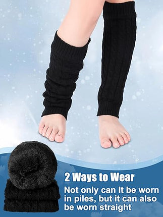 Women's Leg Warmers Warm Black 2 Pairs.