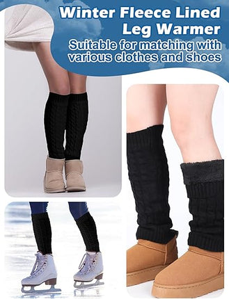 Women's Leg Warmers Warm Black 2 Pairs.