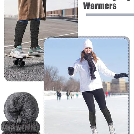 Women's Leg Warmers Warm Dark Grey 2 Pairs.