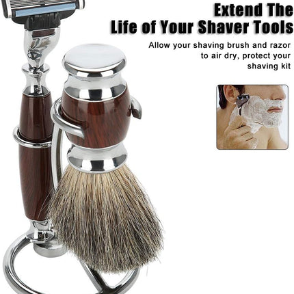 Men's Stainless Steel Silver Razor Holder - Shaving Brush Stand.