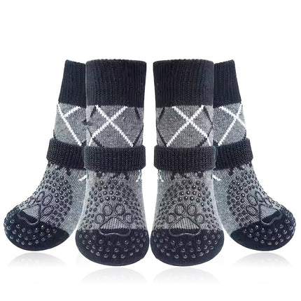 Dog Shoes Anti-Slip Dog Boots Muddy Paw Covers Elastic Small Size Grey 4 Pack.