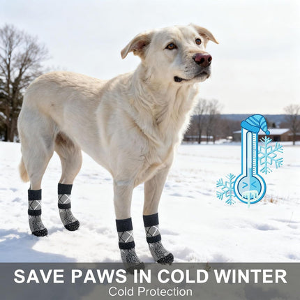 Non-Slip Dog Boots 4 Pack Size M Grey Elastic Paw Protectors for Muddy Paws.