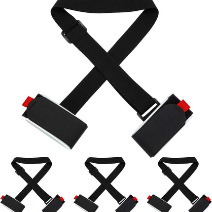 Adjustable Ski Carrier Bag for Skis and Poles - Black (4 Pack).