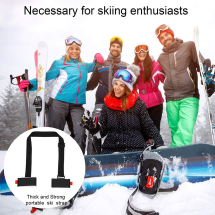 Adjustable Ski Carrier Bag for Skis and Poles - Black (4 Pack).
