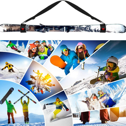Adjustable Ski Carrier Bag for Skis and Poles - Black (4 Pack).