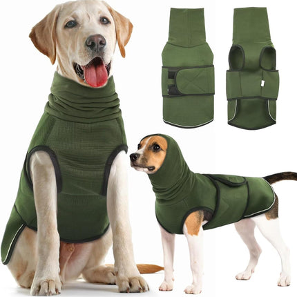 Small Military Green Dog Winter Coat - Soft Warm Adjustable Bodywarmer for Dogs.