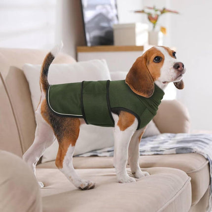 Winter Dog Coat - Soft Adjustable Bodywarmer - Warm - Size M - Military Green.