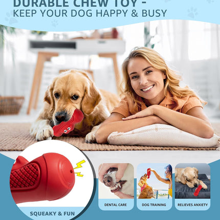Red Indestructible Dog Chew Toy - Chew Stick for Medium and Large Dogs - Promotes Dental Care and Teeth Cleaning - 1 Piece.