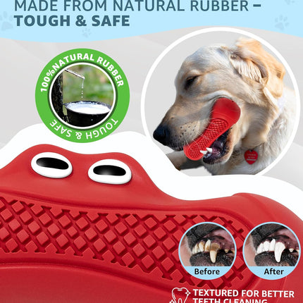 Red Indestructible Dog Chew Toy - Chew Stick for Medium and Large Dogs - Promotes Dental Care and Teeth Cleaning - 1 Piece.