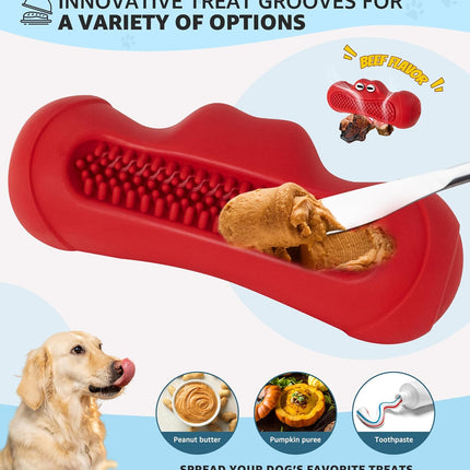 Red Indestructible Dog Chew Toy - Chew Stick for Medium and Large Dogs - Promotes Dental Care and Teeth Cleaning - 1 Piece.