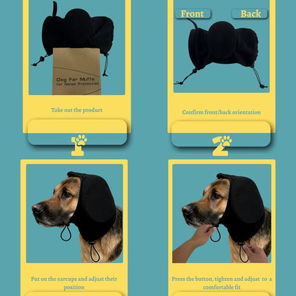 Dog Ear Muffs Soundproofing Hearing Protection Warm S Black 1 Piece.