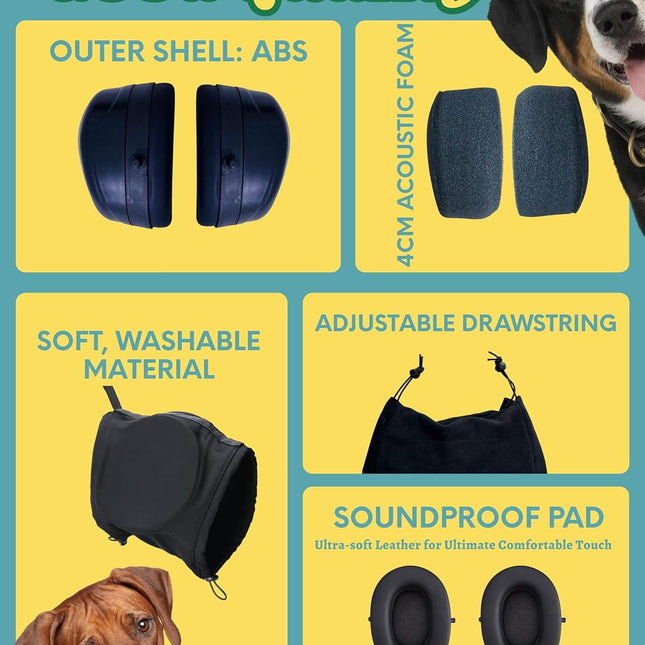 Dog Ear Muffs Noise Reduction Hearing Protection Warm XL Black 1 Piece.