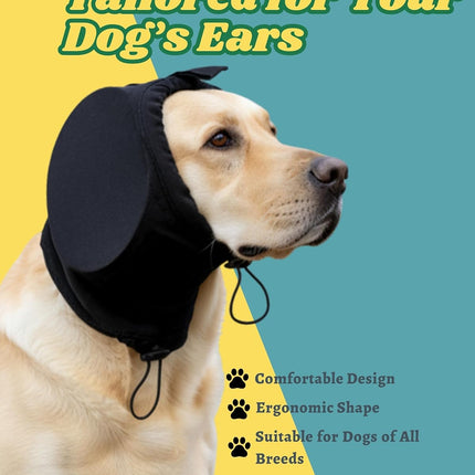 Dog Ear Muffs Noise Reduction Hearing Protection Warm XL Black 1 Piece.
