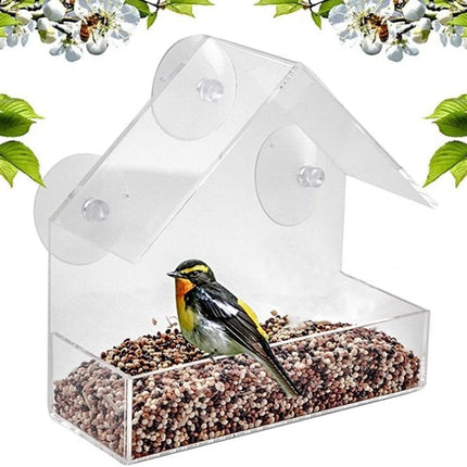 Transparent Bird Feeder Window Mount 15x6x15cm Practical Hanging Bird Food Station for Outdoor Use.