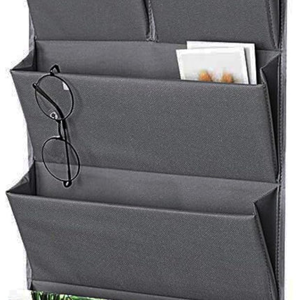 Over Door Organizer 5 Pocket Hanging Storage Bag Grey Wall Mounted Space Saving Organiser.
