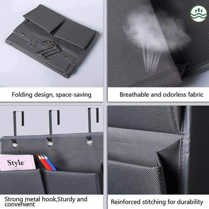 Over Door Organizer 5 Pocket Hanging Storage Bag Grey Wall Mounted Space Saving Organiser.