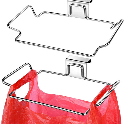 Hanging Trash Bag Holder - Multi-functional Bin Organizer - 23.5x14.5x2.5cm - Silver - 2 Pack
