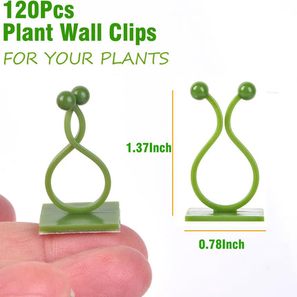 Green Plant Stem Supports for Indoor Use - Tall Plant Stakes for Monstera - Plant Anchoring Clips - 120 Pieces.