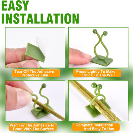 Green Plant Stem Supports for Indoor Use - Tall Plant Stakes for Monstera - Plant Anchoring Clips - 120 Pieces.