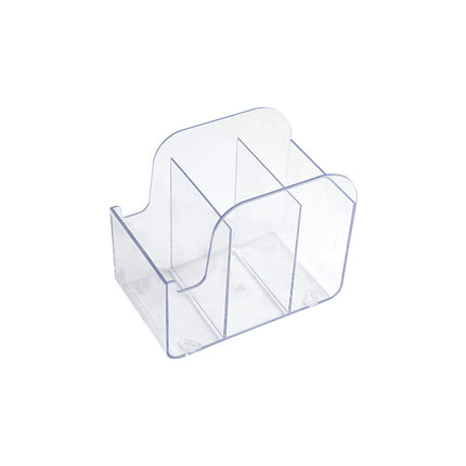 Multifunctional Transparent Desk Organizer with 3 Compartments - Pen Holder and Stationery Storage for Office Supplies.
