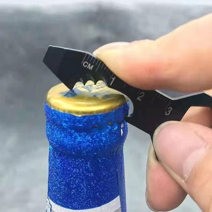 Multifunctional Can Opener Multitool - 1 Piece - Black - Includes Can Opener Hex Key Screwdriver & Ruler - Stainless Steel Pocket Tool for Daily Use.