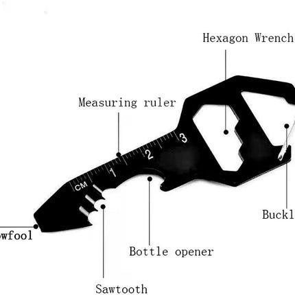 Multifunctional Can Opener Multitool - 1 Piece - Black - Includes Can Opener Hex Key Screwdriver & Ruler - Stainless Steel Pocket Tool for Daily Use.
