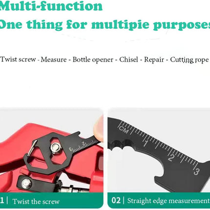 Multifunctional Can Opener Multitool - 1 Piece - Black - Includes Can Opener Hex Key Screwdriver & Ruler - Stainless Steel Pocket Tool for Daily Use.