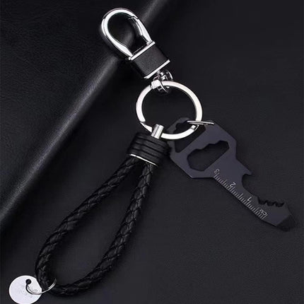 Multifunctional Can Opener Multitool - 1 Piece - Black - Includes Can Opener Hex Key Screwdriver & Ruler - Stainless Steel Pocket Tool for Daily Use.